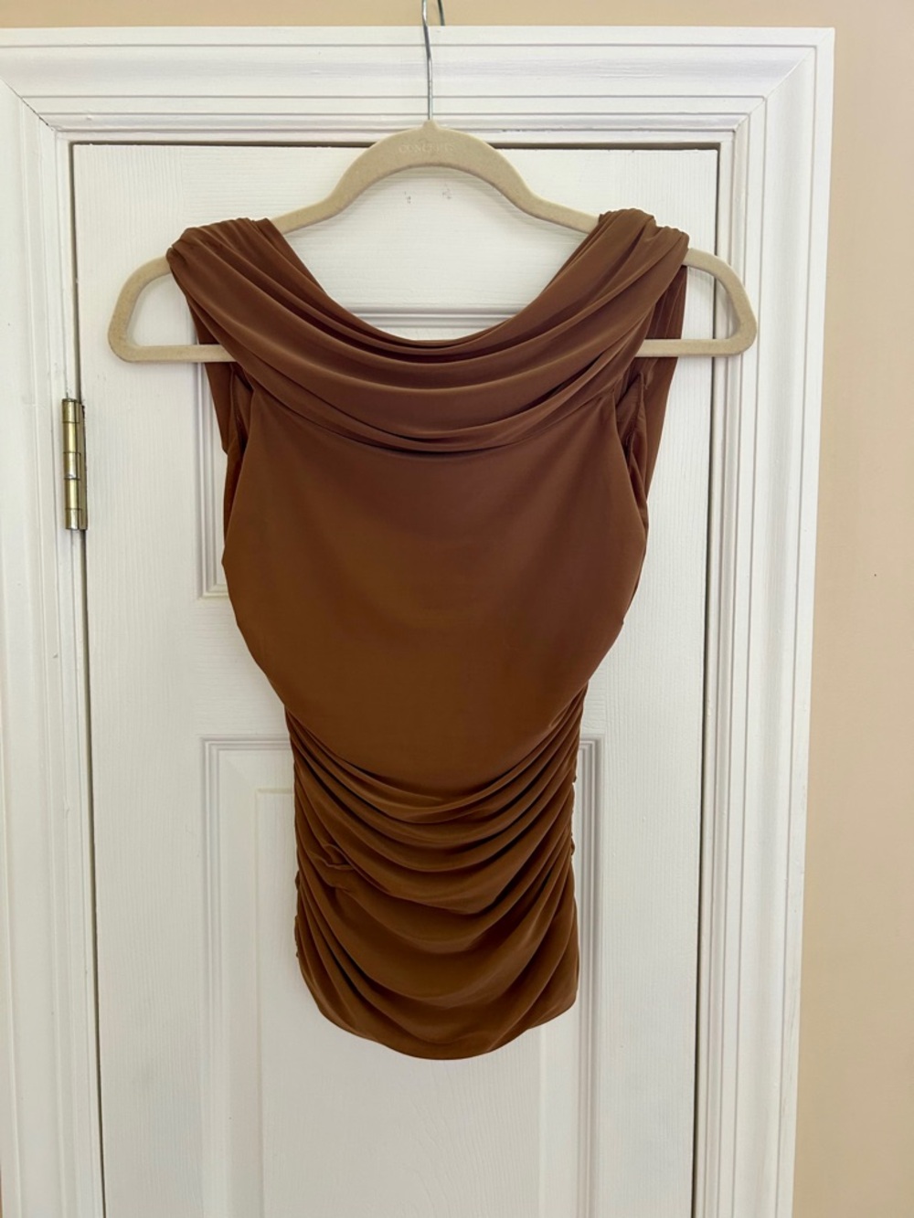 Ronny Kobo Rouched Brown Top